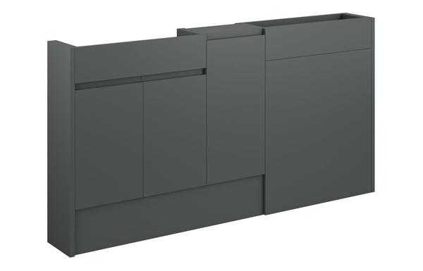 Clarence 1536mm Slim Basin  WC & 1 Door Unit Pack - Matt Graphite Grey (Grey Cab)